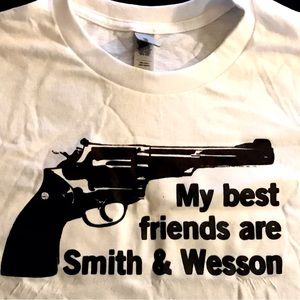 My Best Friends Are Smith & Wesson Mens Large White T-Shirt Retro Punk Rock
